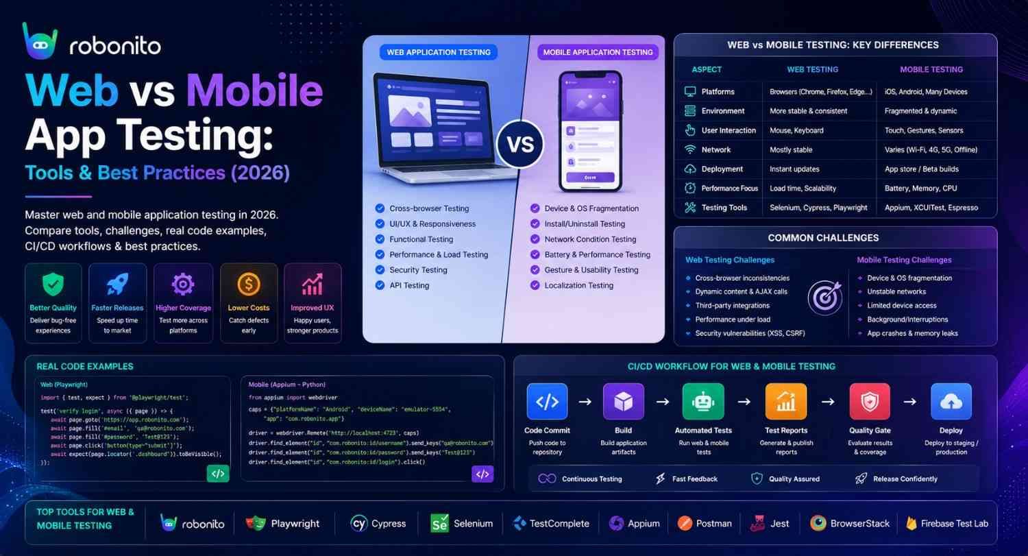 Web vs mobile app testing