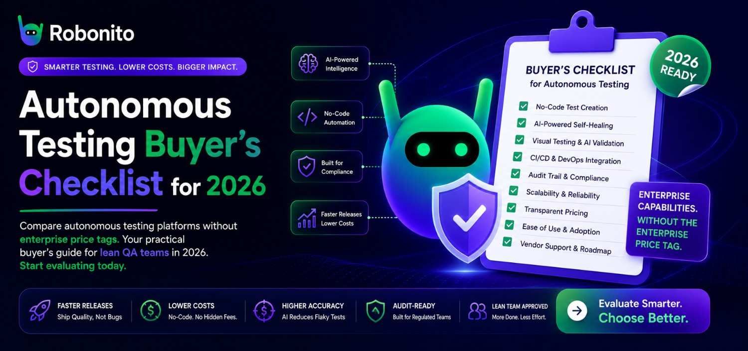 Autonomous testing buyer's checklist 2026